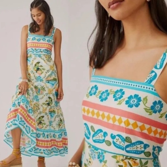 Farm Rio x Anthropologie toucan printed maxi dress  size small - Picture 2 of 10